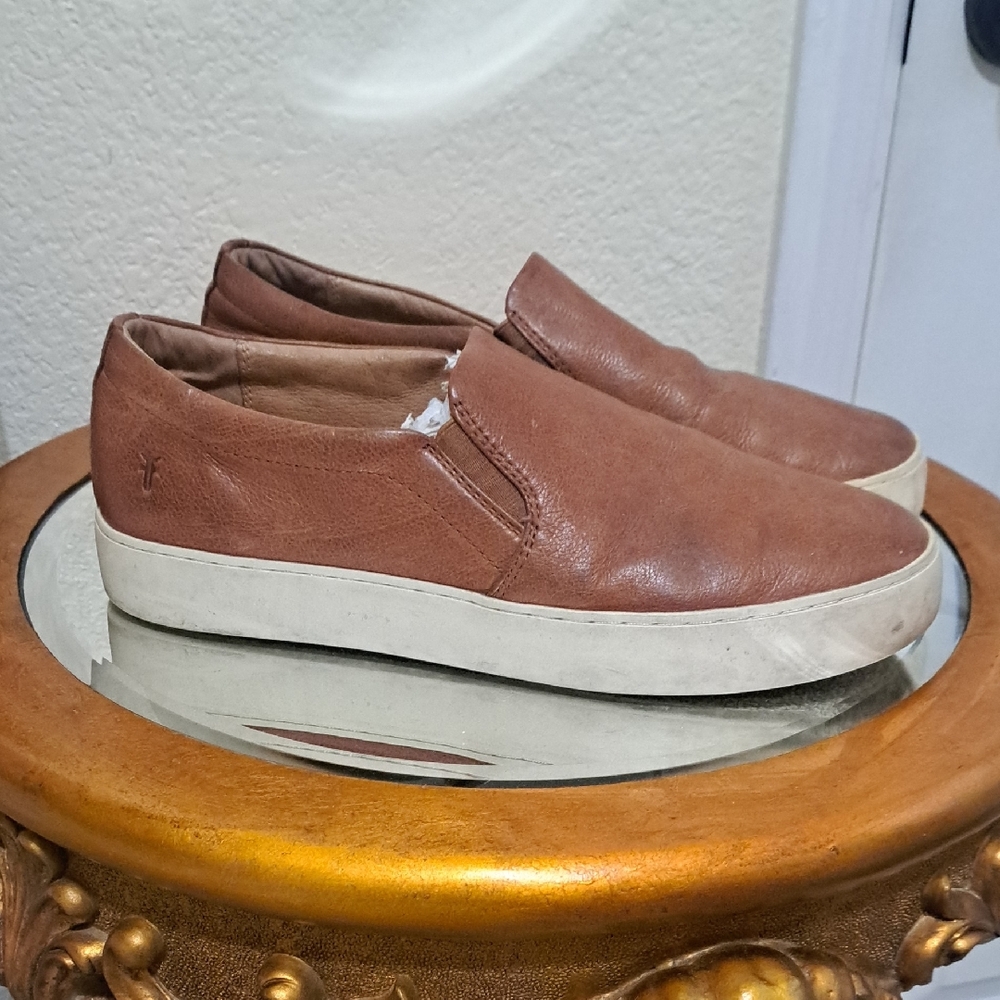 Frye Tan Leather Slip-On Loafers